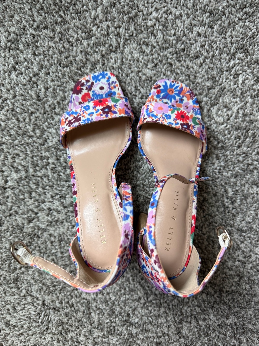 Kelly & Katie Multicolor Floral Ankle-Strap Heels